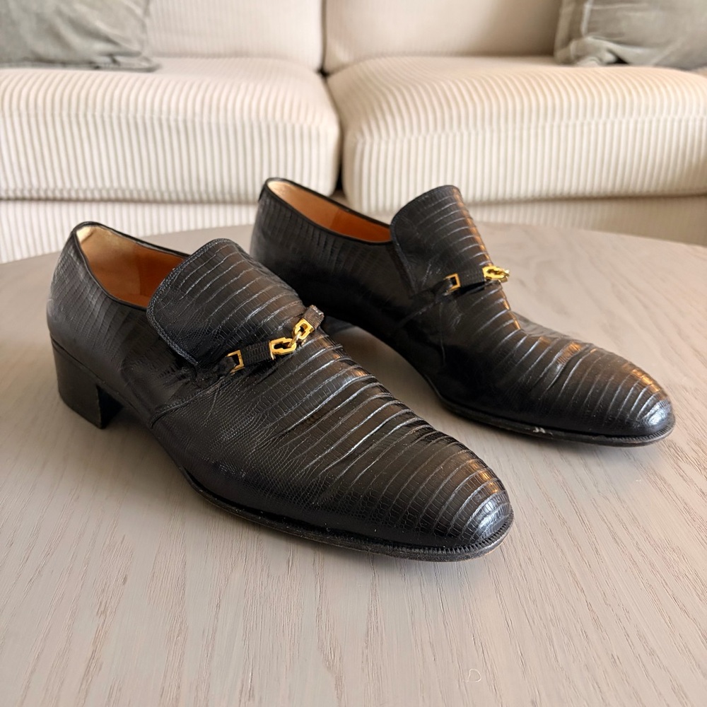 Black Leather Men's Loafers Made in Italy Expressly for David’s Size: 9.5 (N123)